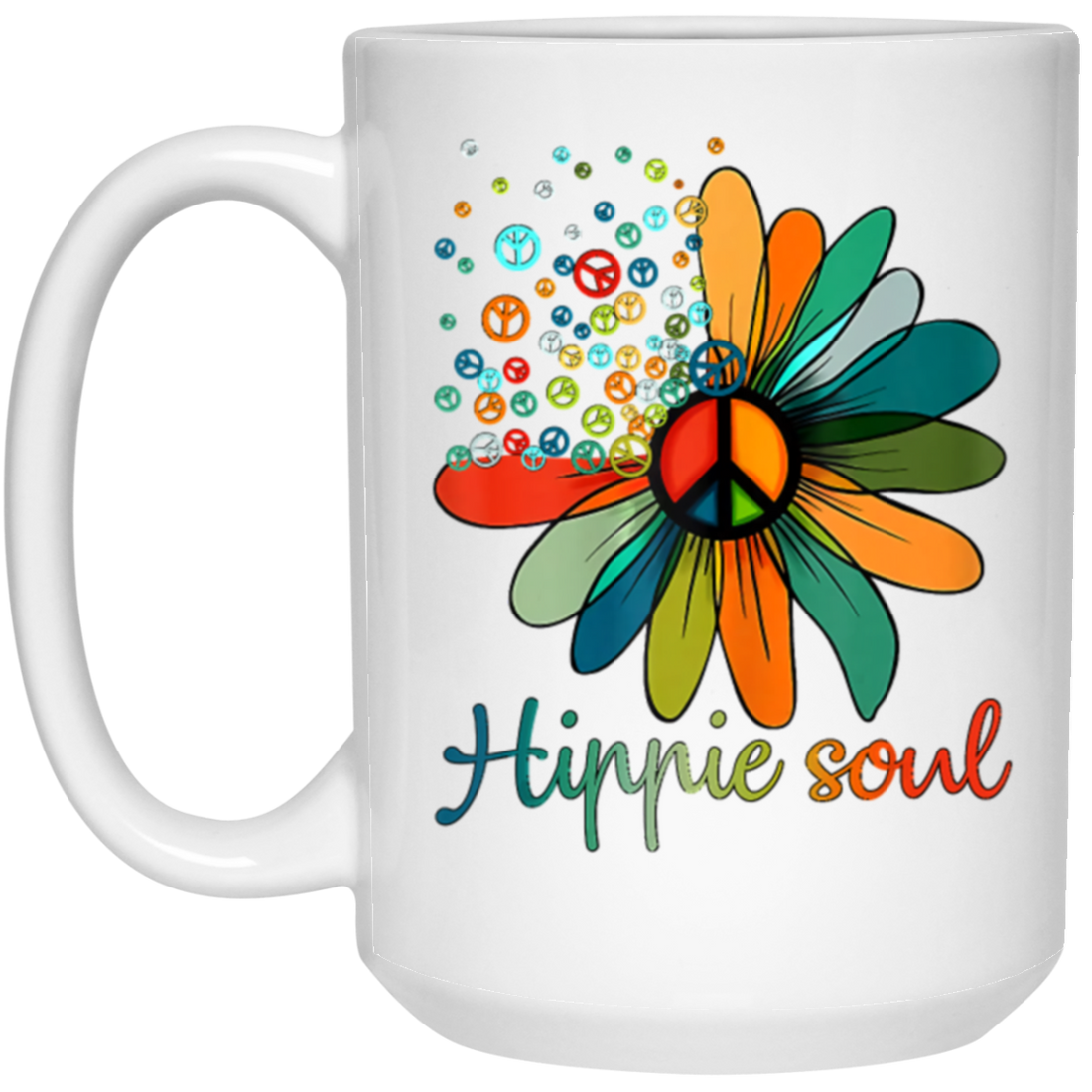 Daisy Peace Sign, Hippie Soul, Flower Lovers, Love Hippie Soul White Mug