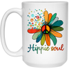 Daisy Peace Sign, Hippie Soul, Flower Lovers, Love Hippie Soul White Mug