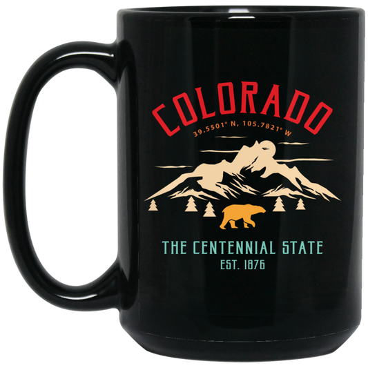 Colorado Park, The Centennial State, EST 1876, National Park Black Mug