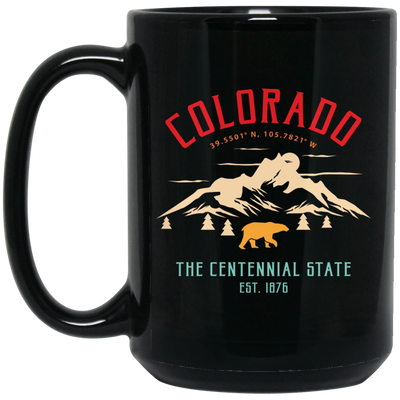 Colorado Park, The Centennial State, EST 1876, National Park Black Mug