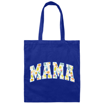 Mama Gift, Floral Mama, Mama Varsity, Mama Design, Mother's Day-blue Canvas Tote Bag