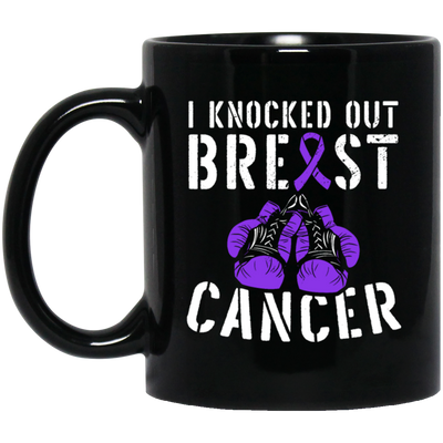 Against Cancer Gift, I Knocked Out Breast Cancer, Boxer Breast Cancer Black Mug