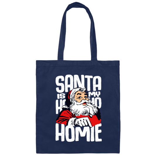 Santa Is My Homie, Ho Ho Ho, Christmas Canvas Tote Bag