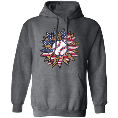 American Baseball, Sunflower Baseball, Leopard Sunflower-4 Pullover Hoodie