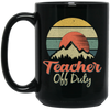 Retro Mountain, Sunset Vintage, Teacher Off Duty, Summer Mountainscape Sunrise Black Mug