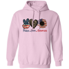 Peace Love American, Sunflower American, Leopard Pattern Pullover Hoodie