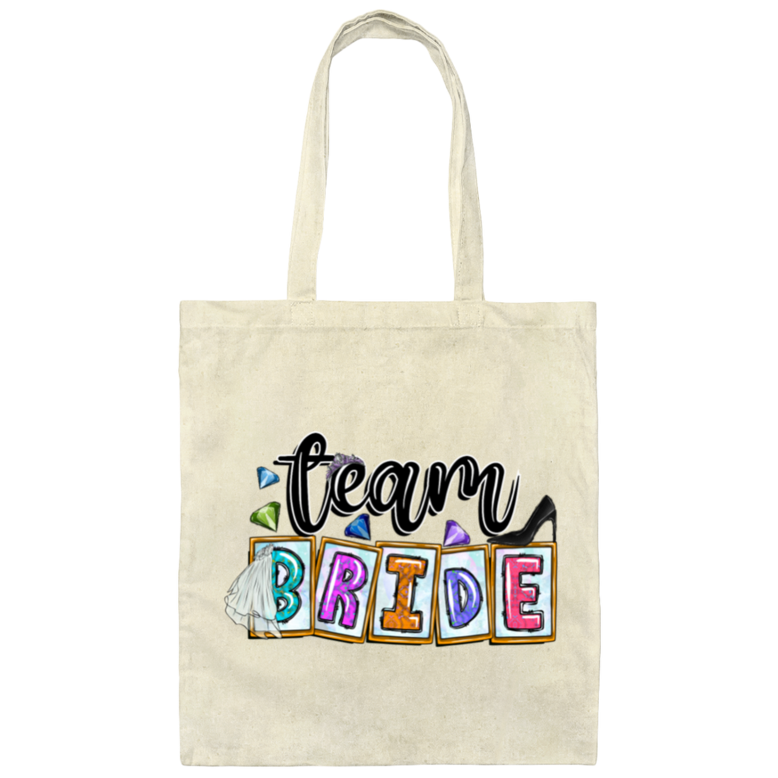 Team Bride Gift Colorful Bride Gift Wedding Canvas Tote Bag
