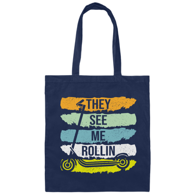 Funny Scooter Eye-catcher Scoot They See Me Rollin Gift For Friend Vintage Canvas Tote Bag