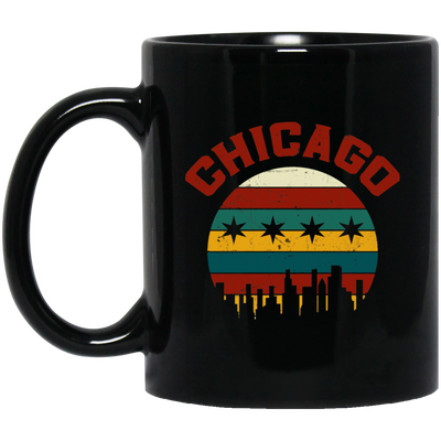 Chicago Skyline, Chicagoan Flag, Retro Chicago, Best Of Chicago Gift Black Mug