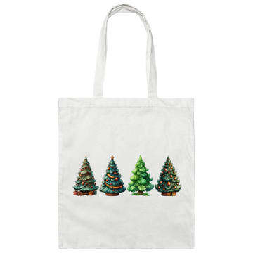 Xmas Tree, Set Of Christmas Trees, Four Xmas Trees, Merry Christmas, Trendy Chrismas Canvas Tote Bag