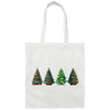 Xmas Tree, Set Of Christmas Trees, Four Xmas Trees, Merry Christmas, Trendy Chrismas Canvas Tote Bag