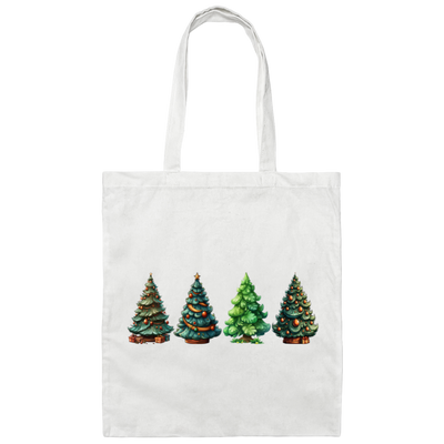 Xmas Tree, Set Of Christmas Trees, Four Xmas Trees, Merry Christmas, Trendy Chrismas Canvas Tote Bag