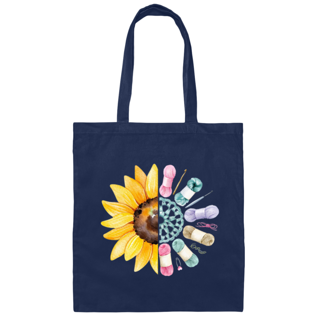 Sunflower Lover, Pretty Sunflower Crocheting Knitting For Women, Love Knitter Canvas Tote Bag
