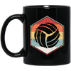 Volleyball Lover Player, Vintage Ball Hexagon, Gift For Sporty Lover Black Mug