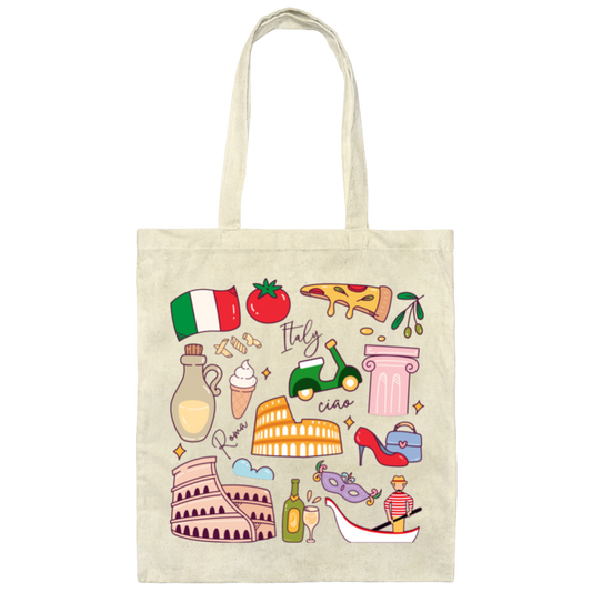 Italy Vacay, Italy Honeymoon, Italy Lover, Italy Travel Canvas Tote Bag