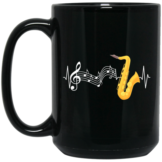 Heartbeat Trumpet, Trumpet Musician, Love Trumpet Black Mug