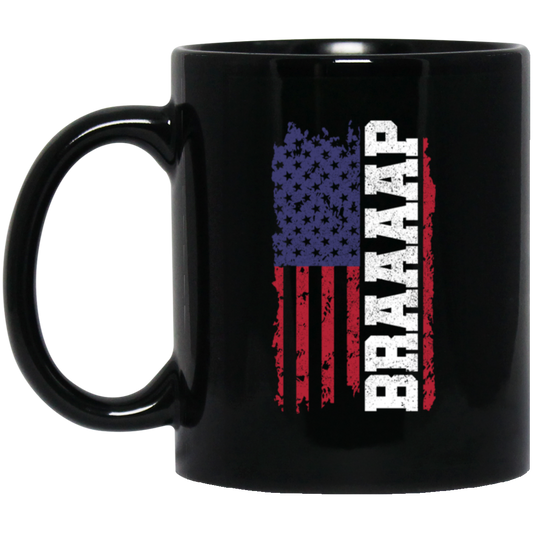 Braap - Motocross Dirt Bike, Enduro Patriotic, American Flag Black Mug