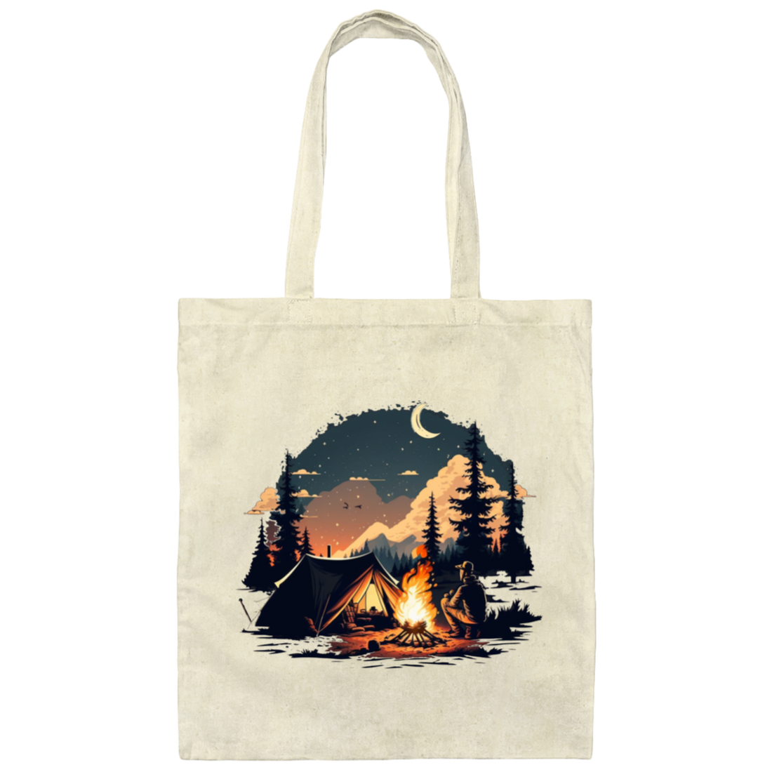 Outdoor Enthusiast Enjoying A Peaceful Camping Trip Under The Stars Canvas Tote Bag