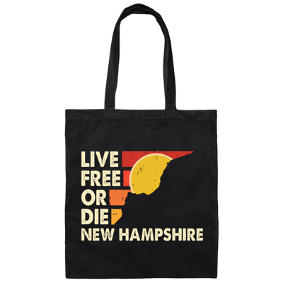 Live Free Or Die, New Hampshire State, Retro New Hampshire Canvas Tote Bag