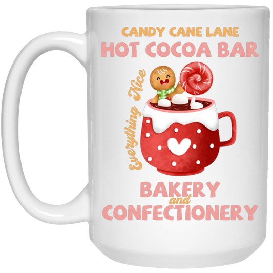 Candy Cane Lane Hot Cocoa Bar, Bakery And Confectionery, Merry Christmas, Trendy Christmas White Mug