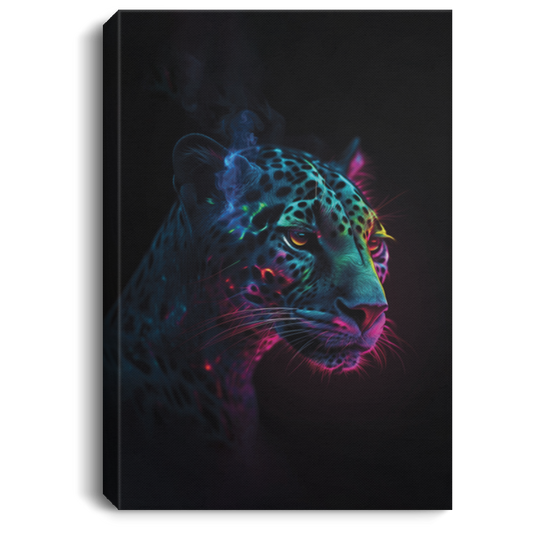 Neon Leopard, Cool Leopard In The Jungle, Mystery Neon Light Canvas