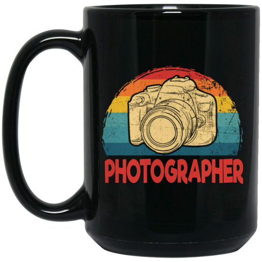Camera Lover, Photographer Gift, Filmer Retro, Gift For Cameraman Black Mug
