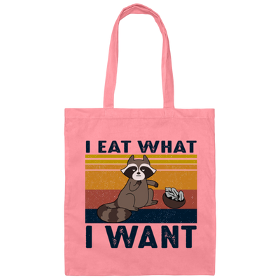 Retro Raccoon I Eat What I Want, Funny Raccoon Canvas Tote Bag