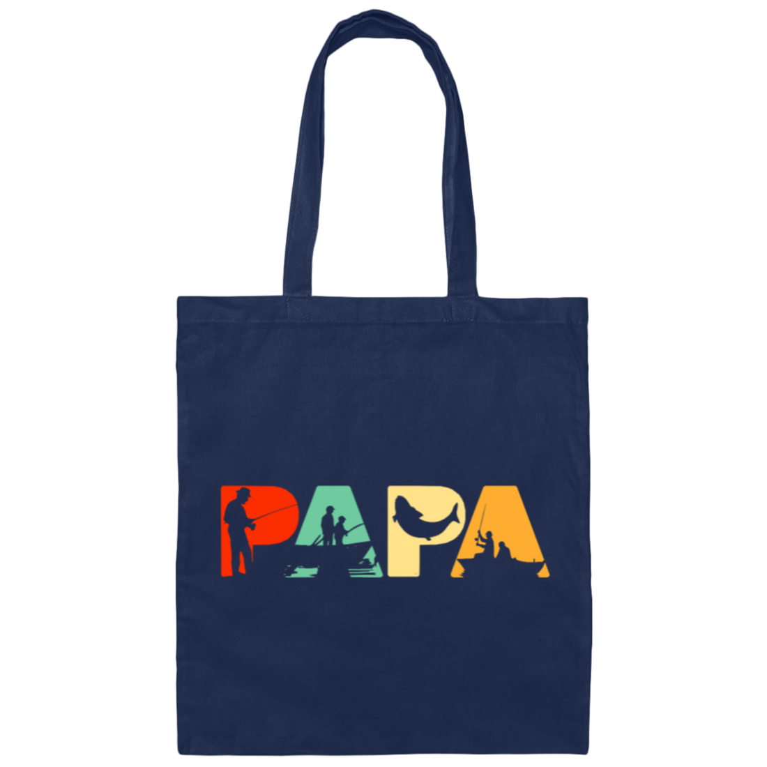 Funny Papa Fishermen Fathers Day Gift for Dad Canvas Tote Bag