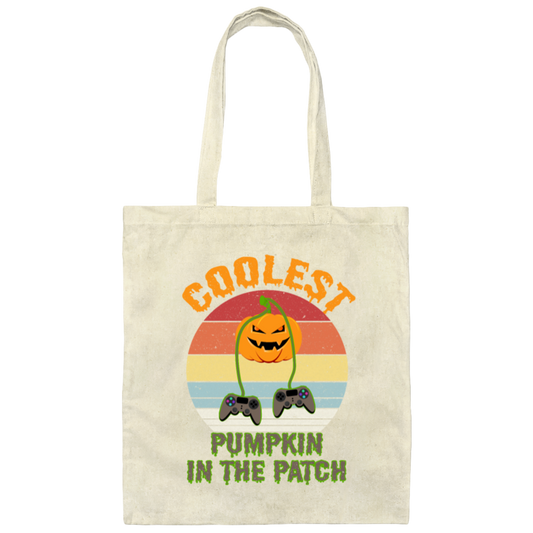 Coolest Pumpkin In The Patch Halloween Gamer Canvas Tote Bag