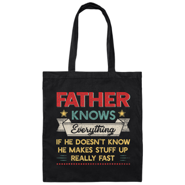 Vintage Father Know Everything Father's Day Canvas Tote Bag