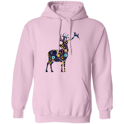 Floral Deer, Deer Silhouette, Flower Into A Deer Pullover Hoodie