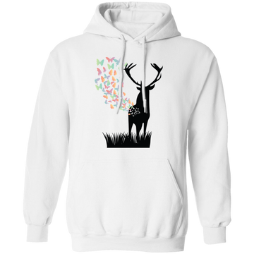 Butterfly From Deer, Wild Deer Lover, Happyness From Deer Pullover Hoodie