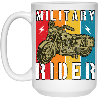 Military Rider, Motorbike, Retro Rider, Vintage Biker White Mug