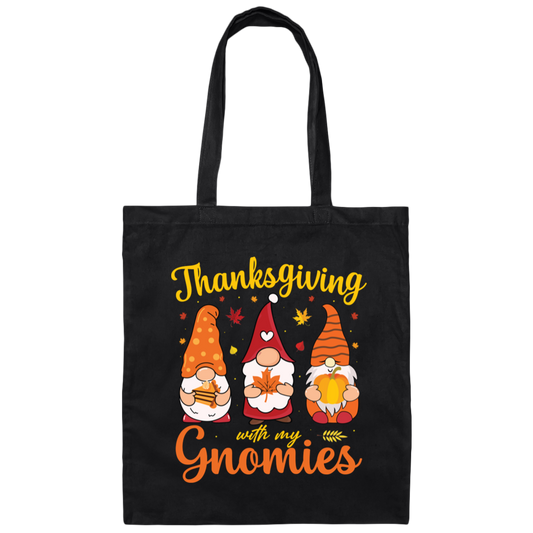 Thanksgiving With My Gnomies, Thanksgiving's Day Canvas Tote Bag