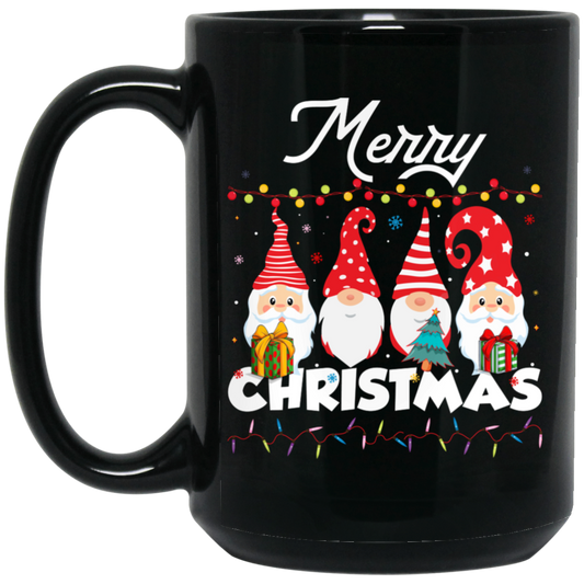 Gnome Xmas, Set Of Gnome, Cute Gnome, Xmas Lights, Merry Christmas, Trendy Christmas Black Mug