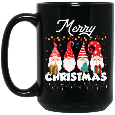 Gnome Xmas, Set Of Gnome, Cute Gnome, Xmas Lights, Merry Christmas, Trendy Christmas Black Mug