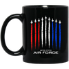 American Flag, Air Force, US Veterans, 4th Of July, Love Plane Gift Black Mug