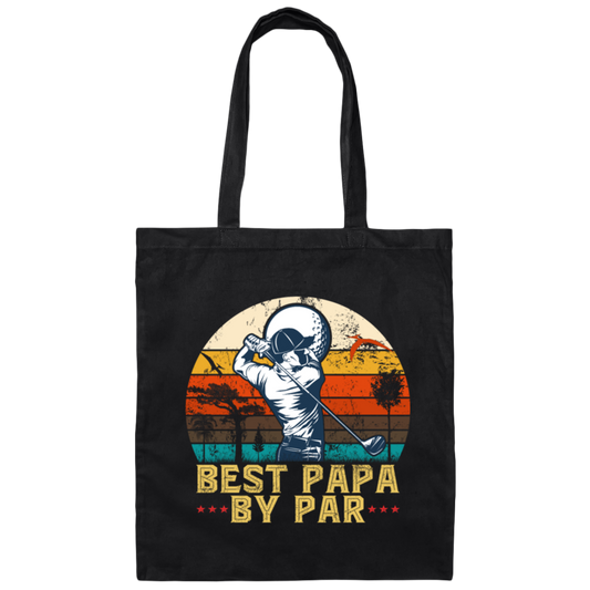 Love Golf, Best Papa By Par, Funny Golf, Retro Golf, Vintage Style Canvas Tote Bag
