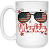 Sunglasses America, American Flag, Star America White Mug