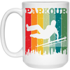 Parkour, Retro Surfing Player, Surfer, Surfing Team White Mug