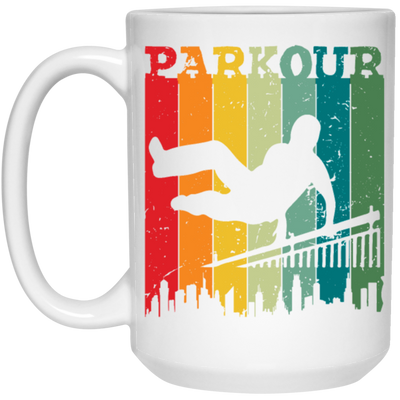 Parkour, Retro Surfing Player, Surfer, Surfing Team White Mug