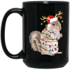 Squirrel Christmas, Merry Christmas, Christmas Lights, Funny Squirrel Black Mug