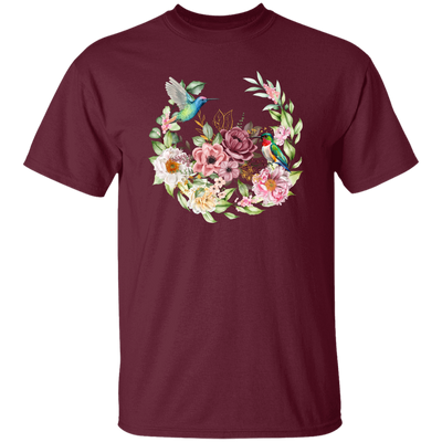 Hummingbird With Flower, Love Hummingbird, Beautiful Flowers Unisex T-Shirt