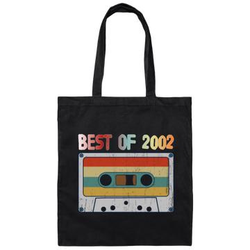 Best Of 2002, 18th Birthday Gift, Retro Cassette Lover, Love Cassette Canvas Tote Bag