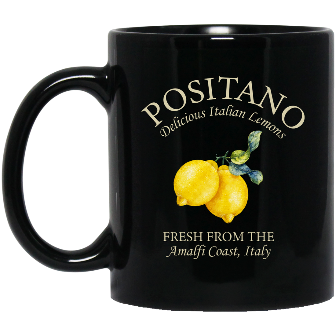 Experience the taste of Italy with our Positano Delicious Italian Lemons Fresh From The Amalfi Coast Black Mug. This unique and thoughtful gift is perfect for any lemon lover. Make every sip of your favorite beverage a taste of the Amalfi Coast.