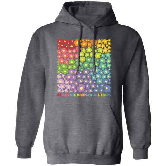 Celebrate Minds Of All Kinds, Colorfull Flower Pullover Hoodie