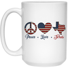 Peace Love Texas, Texas State, America Lover White Mug