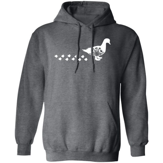 Duck Silhouette, Ducks Trace, Duck Footprint Pullover Hoodie