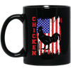 Chicken Silhouette, American Chicken, American Flag Black Mug