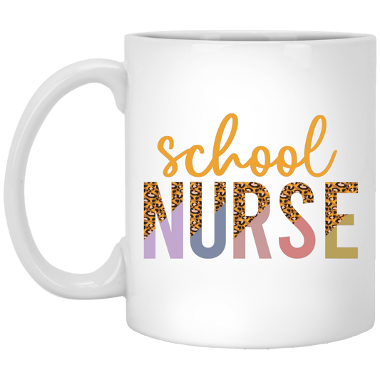 School Nurse, Leopard Nurse, Love Nurse, Leopard School White Mug